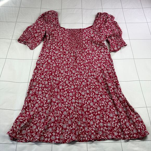 Madewell Dress Womens 10 Puff-Sleeve Mini Eloise Floral Smocked Romantic V Neck - Picture 3 of 13